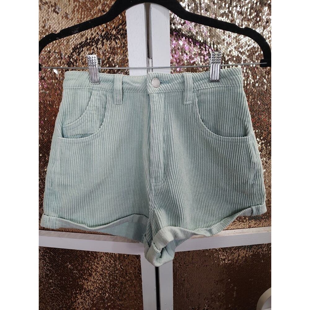 Rollas High Rise Mint Green Corduroy Shorts Cuff Size 24